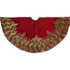 Handmade Christmas Tree Skirt - Hand Beaded Metallic Starburst on Garnet Red- 60" - Tree Skirts - 1 - thumbnail