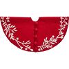 Christmas Tree Skirt, Red with Cream Branch and Stars - Tree Skirts - 1 - thumbnail