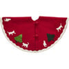 Cats & Green Trees Hand-Felted Christmas Tree Skirt - 60" - Tree Skirts - 1 - thumbnail