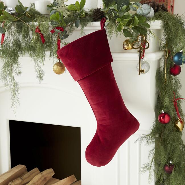 Classic Christmas Stocking, Garnet Red Velvet - Stockings - 2