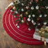 Concentric Nailhead Circles Christmas Tree Skirt in Red Linen - 60" - Tree Skirts - 2