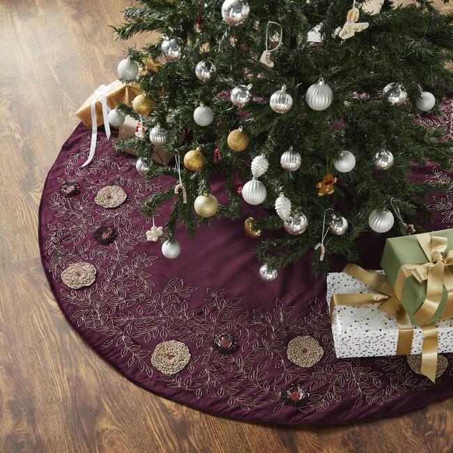 Black Velvet Christmas Tree Skirt | Gold or Silver Rhinestones Snowflakes  and Stud Crystal Elegant Tree Skirts