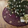 Hand Beaded Floral Christmas Tree Skirt on Wine Velvet - 60" - Tree Skirts - 2