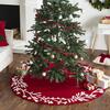 Christmas Tree Skirt, Red with Cream Branch and Stars - Tree Skirts - 2