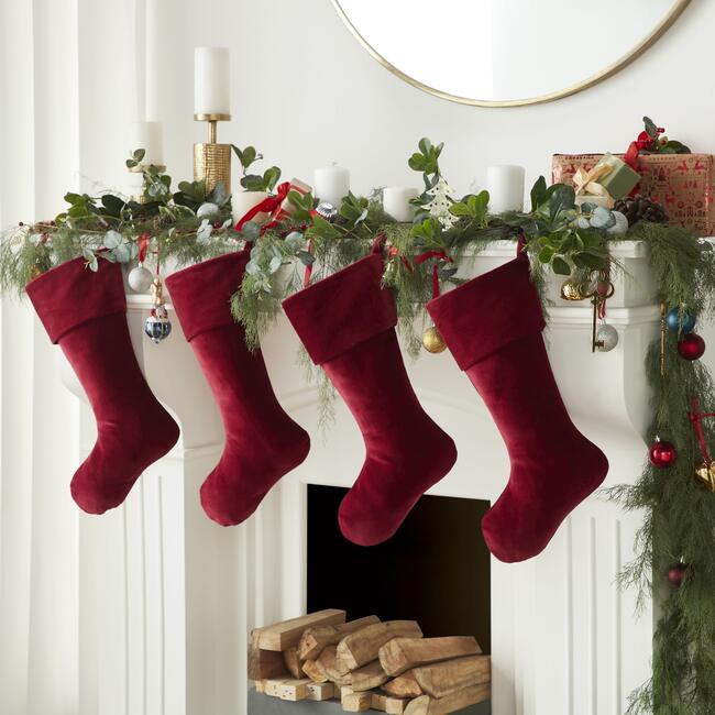 Classic Christmas Stocking, Garnet Red Velvet - Stockings - 3