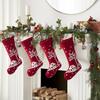 Handmade Christmas Stocking - Snowy Village Embroidered Scene on Red - Stockings - 4