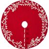 Christmas Tree Skirt, Red with Cream Branch and Stars - Tree Skirts - 4