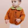 Knit Contrast Collar Pumpkin Cardigan, Orange & Green - Cardigans - 2