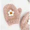 Hand-Crocheted Flower Mittens, Blush & White - Mitts - 2