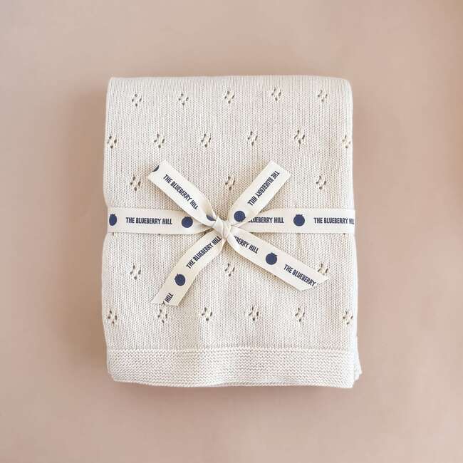 Pique Baby Blanket, Cream - Blankets - 2