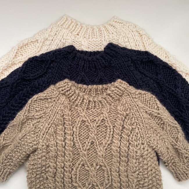 Fisherman Knit Sweater, Flax - Sweaters - 2