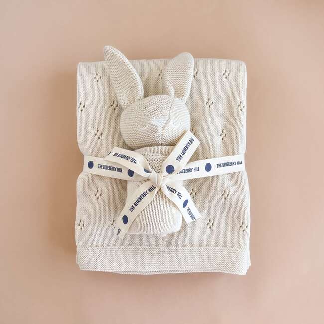 Pique Blanket & Bailey Bunny Lovey Set, Cream - Mixed Gift Sets - 2