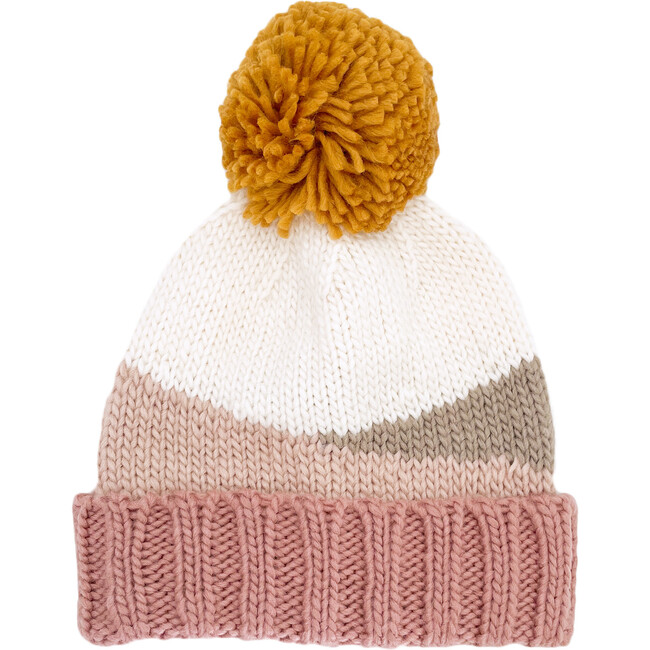 Sunset Mountain Knit Pom Pom Hat, Rose