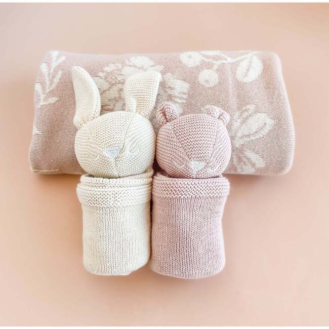 Harper Bear Baby Lovey Cuddle Cloth Blanket Toy Gift, Blush Pink - Plush - 3