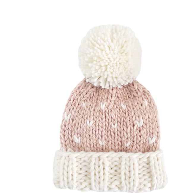 Sawyer Knit Tiny Hearts Hat, Blush & Cream