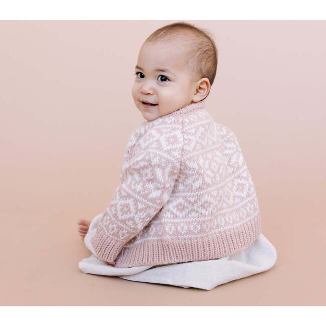 Snowflake Pattern Knit Cardigan, Blush - Cardigans - 2