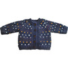 Sawyer Knit Tiny Hearts Cardigan, Navy & Multicolors - Sweaters - 1 - thumbnail