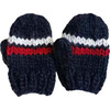 SKI Stripe Knit Mittens, Navy - Mitts - 1 - thumbnail