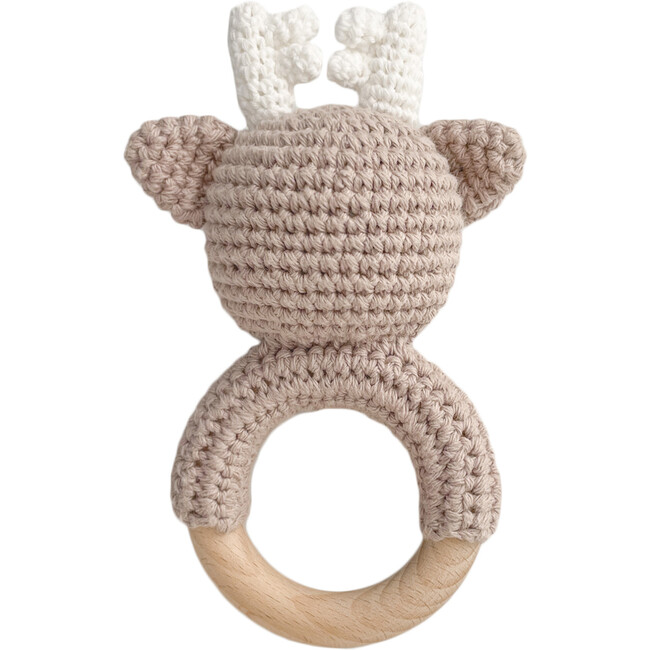 Cotton Crochet Baby Rattle Teether, Deer