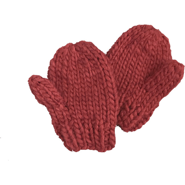 Classic Knit Mittens, Red