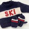SKI Stripe Knit Mittens, Navy - Mitts - 2