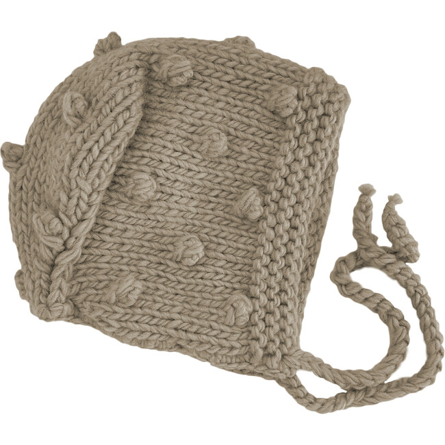 All-Over Popcorn-Knit Bonnet, Flax
