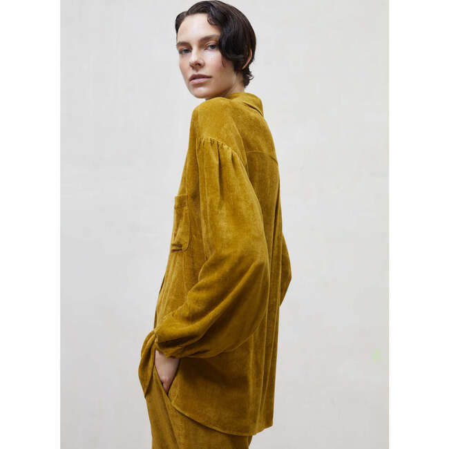 Velour Woman Shirt, Yellow - Shirts - 2