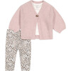 Sweater Cardigan, Top & Legging Pant Set, Pink - Mixed Apparel Set - 1 - thumbnail