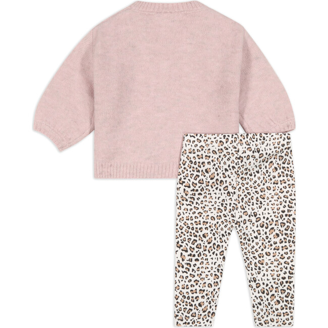 Sweater Cardigan, Top & Legging Pant Set, Pink - Mixed Apparel Set - 4