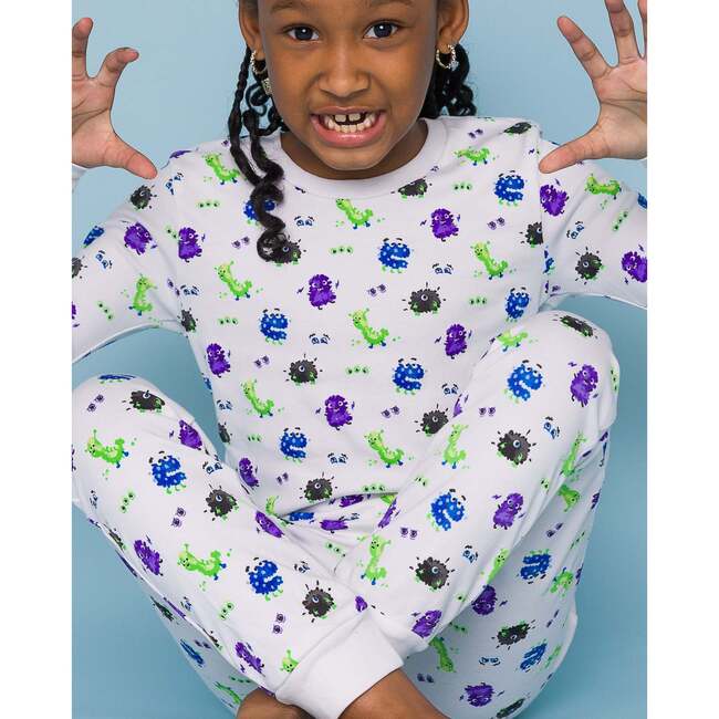 The Organic Long Sleeve Pajama Set, Messy Monsters - Pajamas - 3
