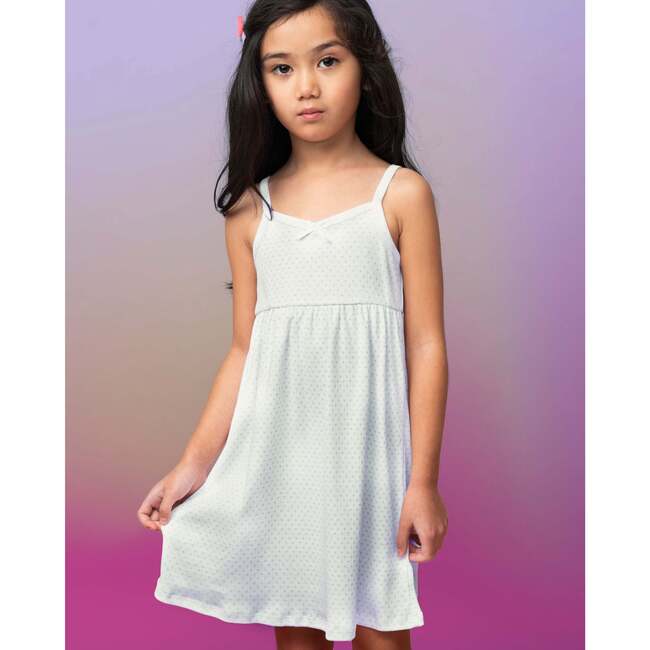The Organic Rib Dress, Blue Tiny Hearts on Cream - Dresses - 3