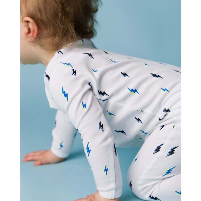 The Organic Zipper Footie, Lightning Strike - Footie Pajamas - 2