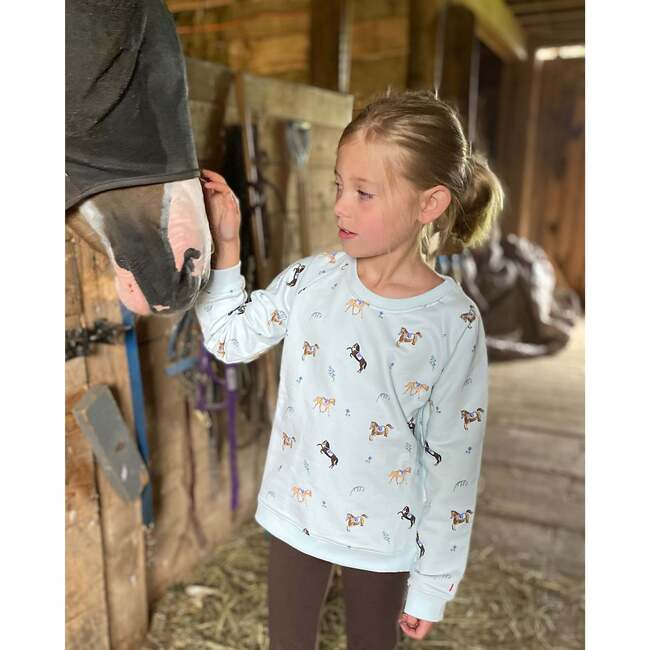 The Organic Pullover Sweatshirt, Pony Parade on Ice Blue - Sweatshirts - 3