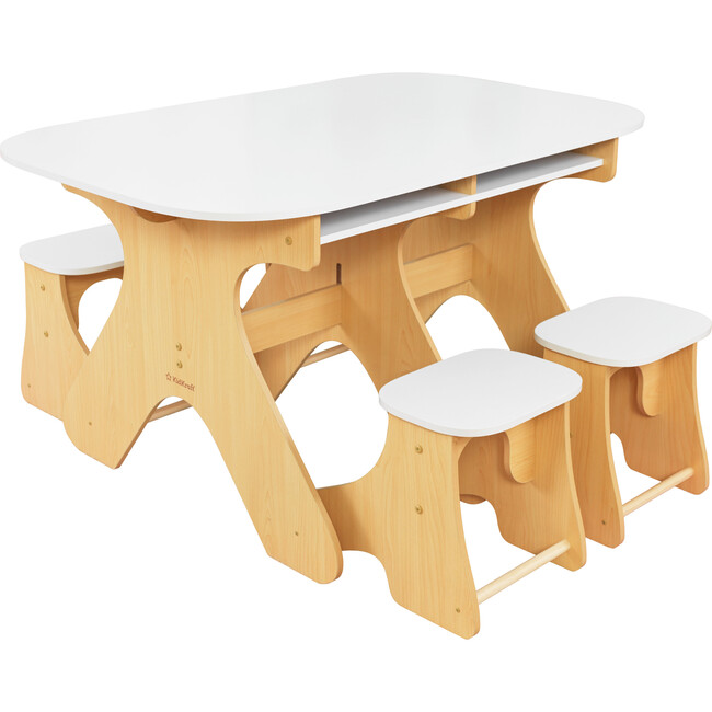 Arches Expandable Wooden Table & Bench Set, White