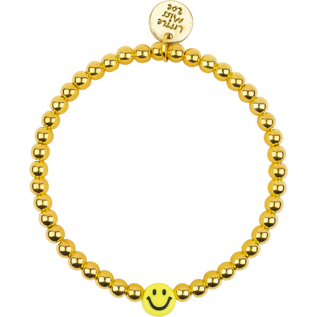 Dainty Bracelet With Smiley Accent Charm, Gold