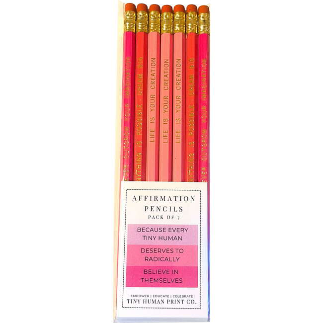 Pink Power Affirmation Pencil Set, Pack of 7