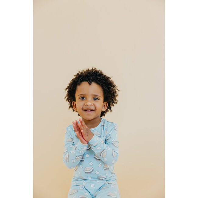S'mores Long Sleeve Pajama Set, Blue - Pajamas - 2