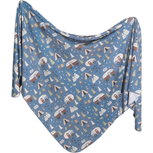 Bridger Knit Swaddle Blanket, Blue