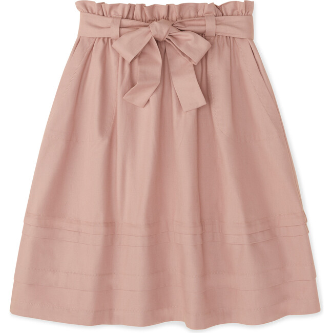 Organic Rose Paper-Bag Waist Midi Skirt, Pink