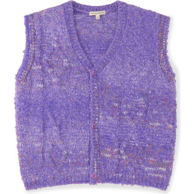 Wool Confetti Cupcake Oversized Vest, Purple