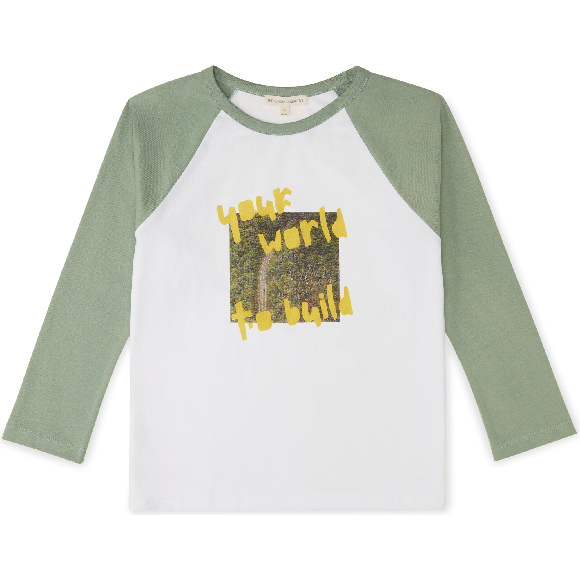 Organic Raglan Sleeve Baseball Tee, Green - T-Shirts - 1