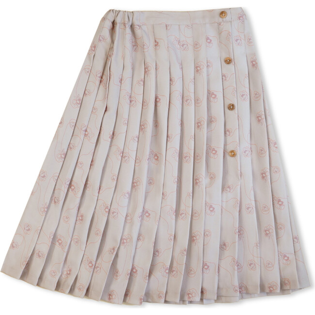 Magnolia Pleated High-Waist Midi Skirt, Tan