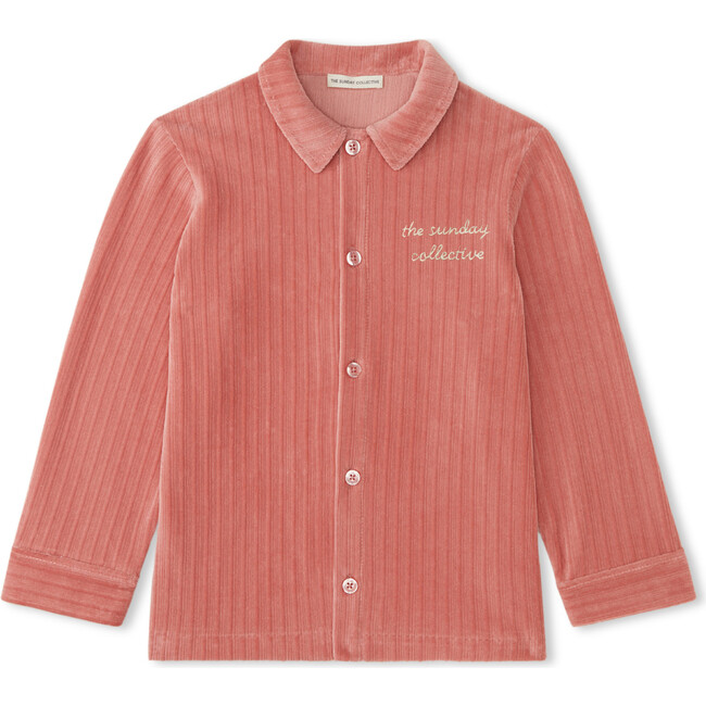 Holiday Embroidered Velour Shirt, Brick Dust