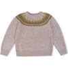 Alpaca Fair Isle Raglan Sleeve Sweater, Beige - Sweaters - 1 - thumbnail