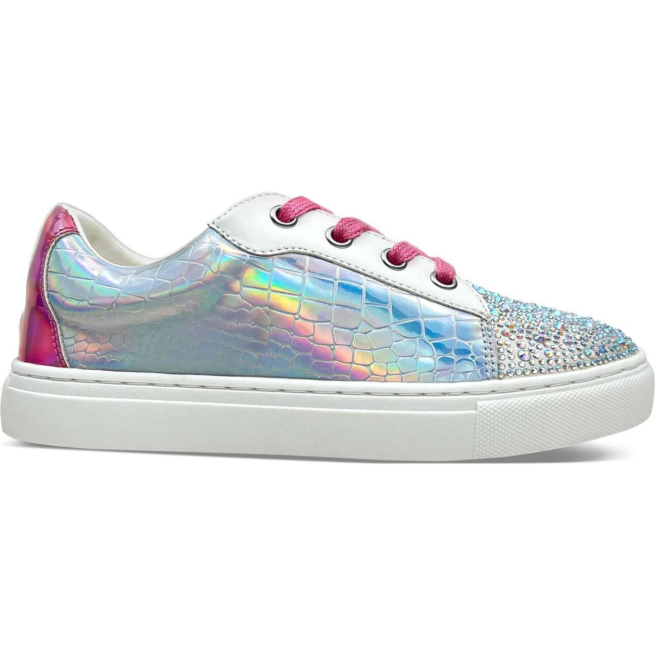 Miss Harper Crystal Sneaker, Iridescent And Pink - Yosi Samra Shoes |  Maisonette, image size:1296x1296