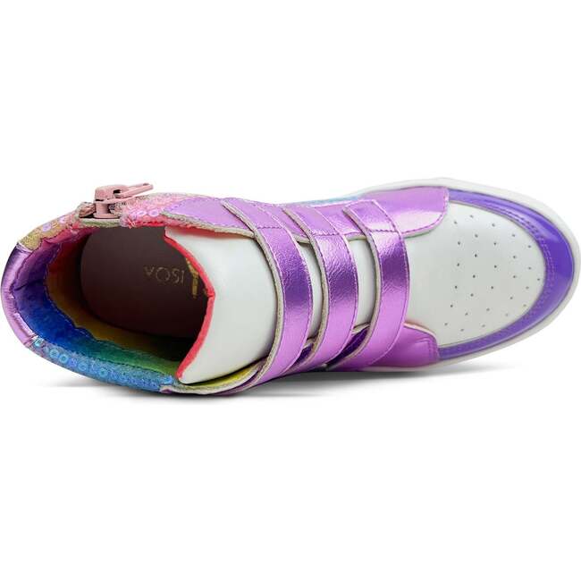 Miss Hannah Sequin Double-Velcro High-Top Sneaker, Purple And Blue - Sneakers - 3