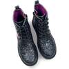 Miss Christie Stars Applique Glitter Combat Boot, Black - Boots - 5