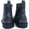 Miss Christie Stars Applique Glitter Combat Boot, Black - Boots - 6