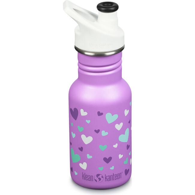 Kid Classic Narrow 12 oz Bottle With Kid Sport Cap, Orchid Hearts