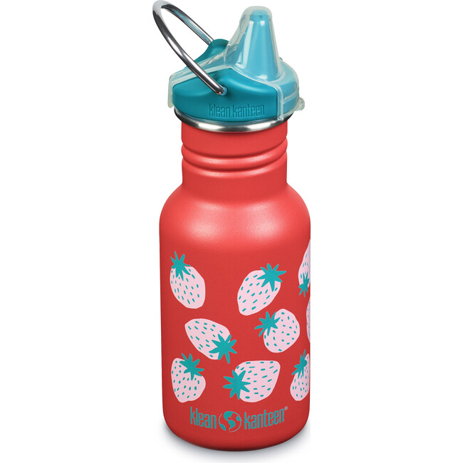 Kid Classic Narrow 12 oz Bottle With Kid Sippy Cap, Coral Strawberries